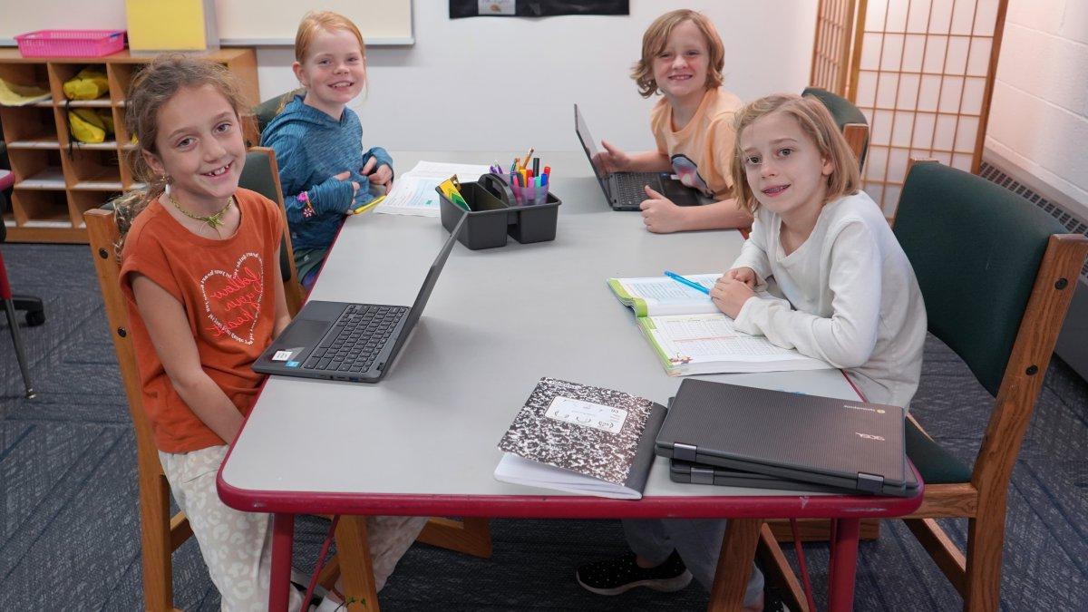 group of students working on laptops and notebooks